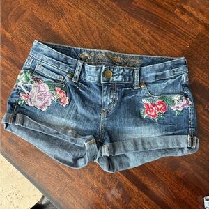 Express Denim Embroidered Shorts